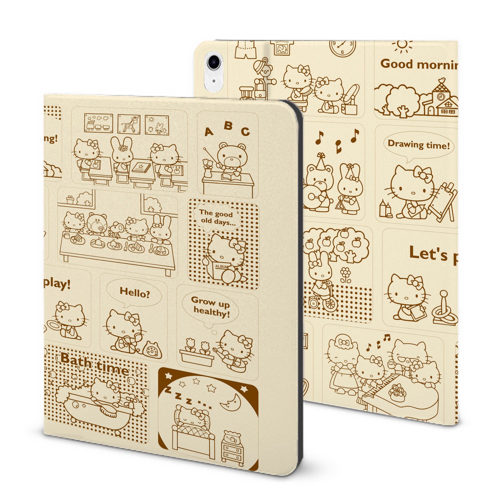 （画像用） Hello Kitty ハローキティ IPad ケース ブック型 PUレザー TPU 耐衝撃 軽量 薄型 ペン収納なし 全面保護 IPad 各モデル対応